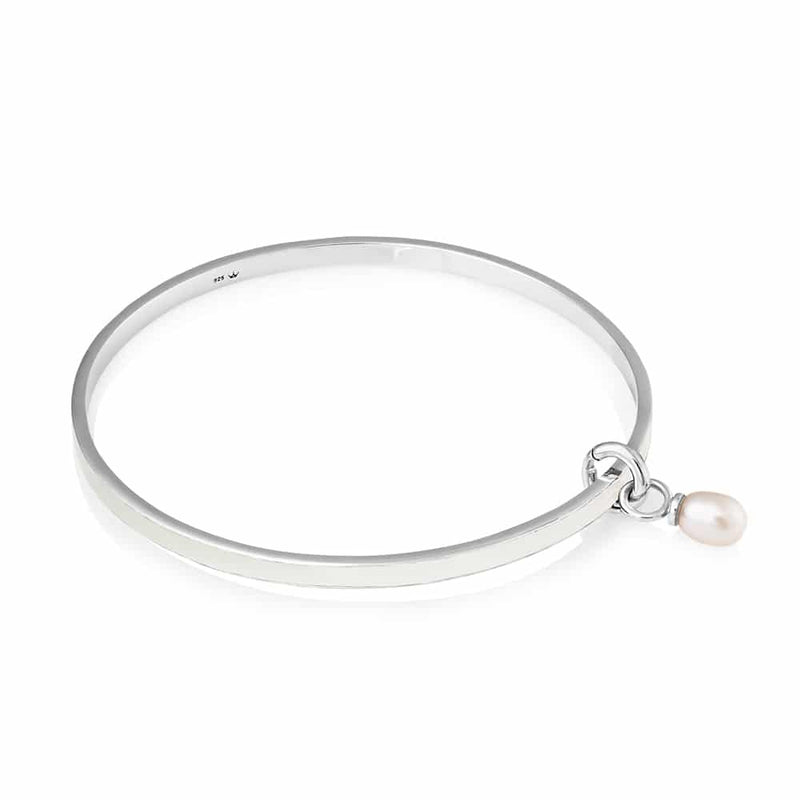 Jersey Pearl Sterling Silver Viva Freshwater Pearl White Bangle VIVAB-W