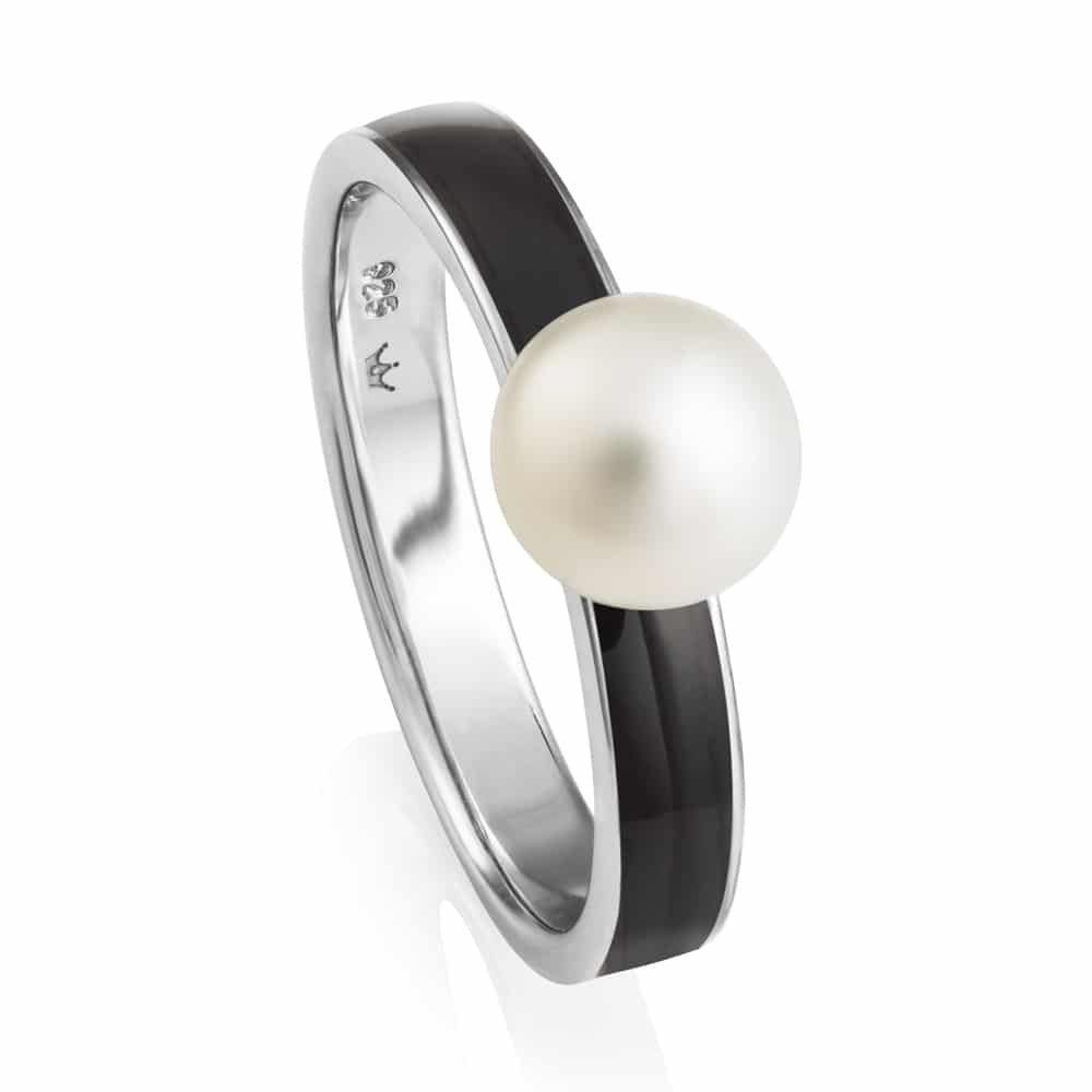 Jersey Pearl Sterling Silver Viva Freshwater Pearl Black Ring VIVALR-B - Finger Size L