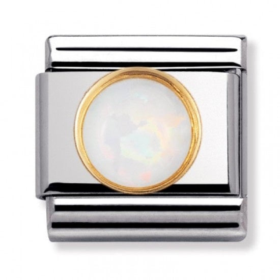 Nomination Charm ROUND STONES 18k Gold WHITE OPAL