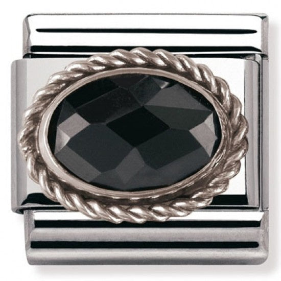 NOMINATION Charm FACETED CZ setting detail Black