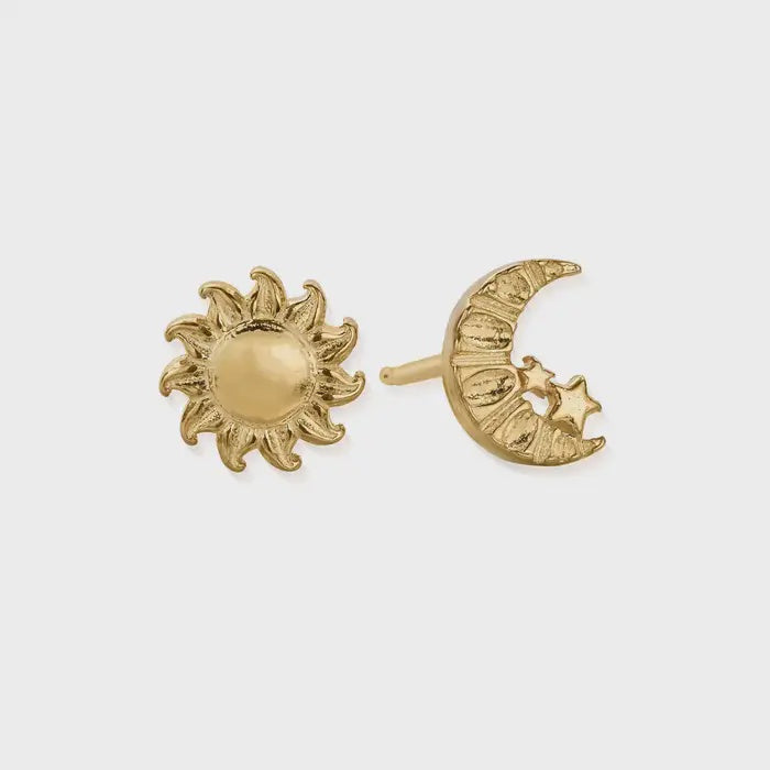 ChloBo Gold Moon and Sun Stud Earrings GEST3301