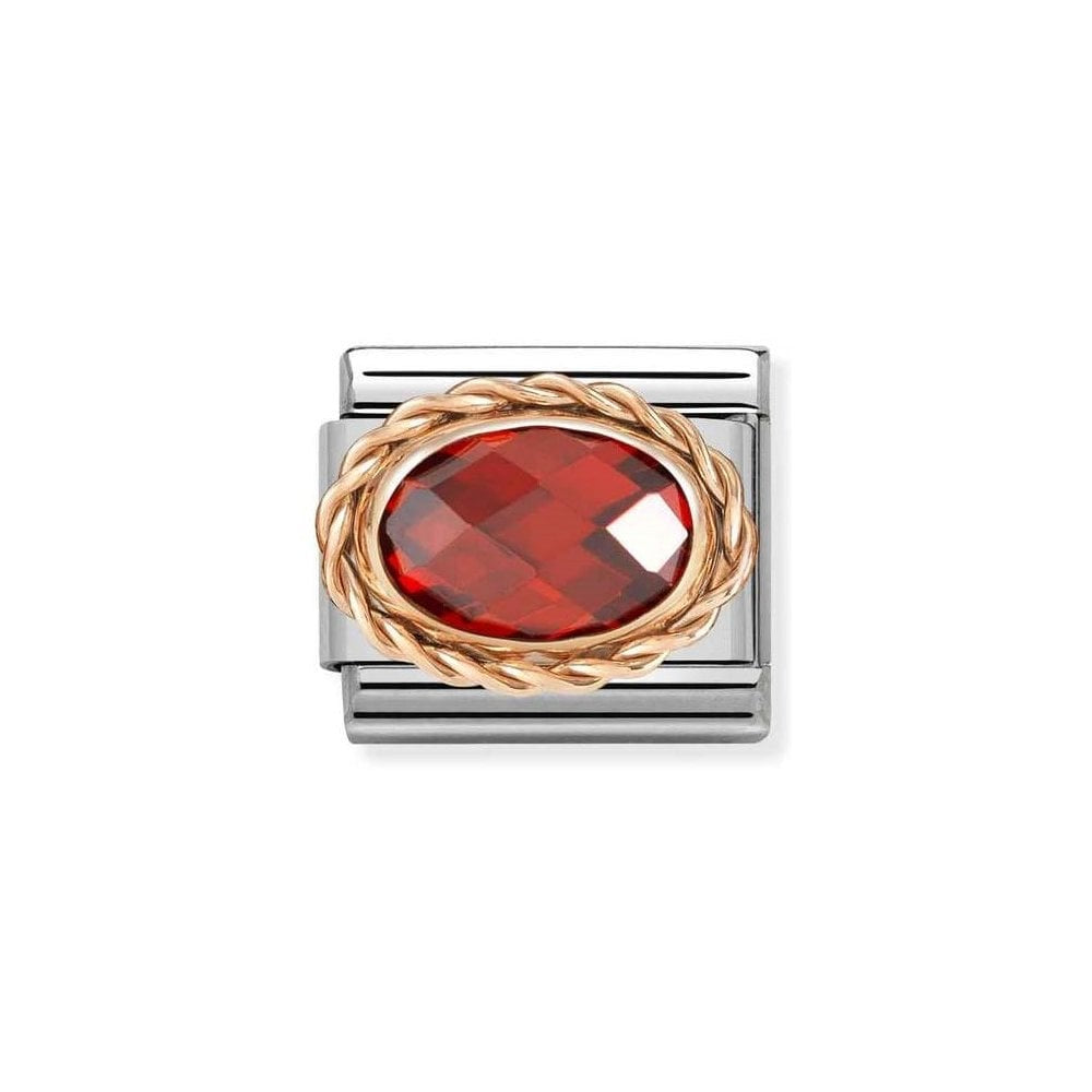 NOMINATION Red Faceted Stone rose setting 430603-005