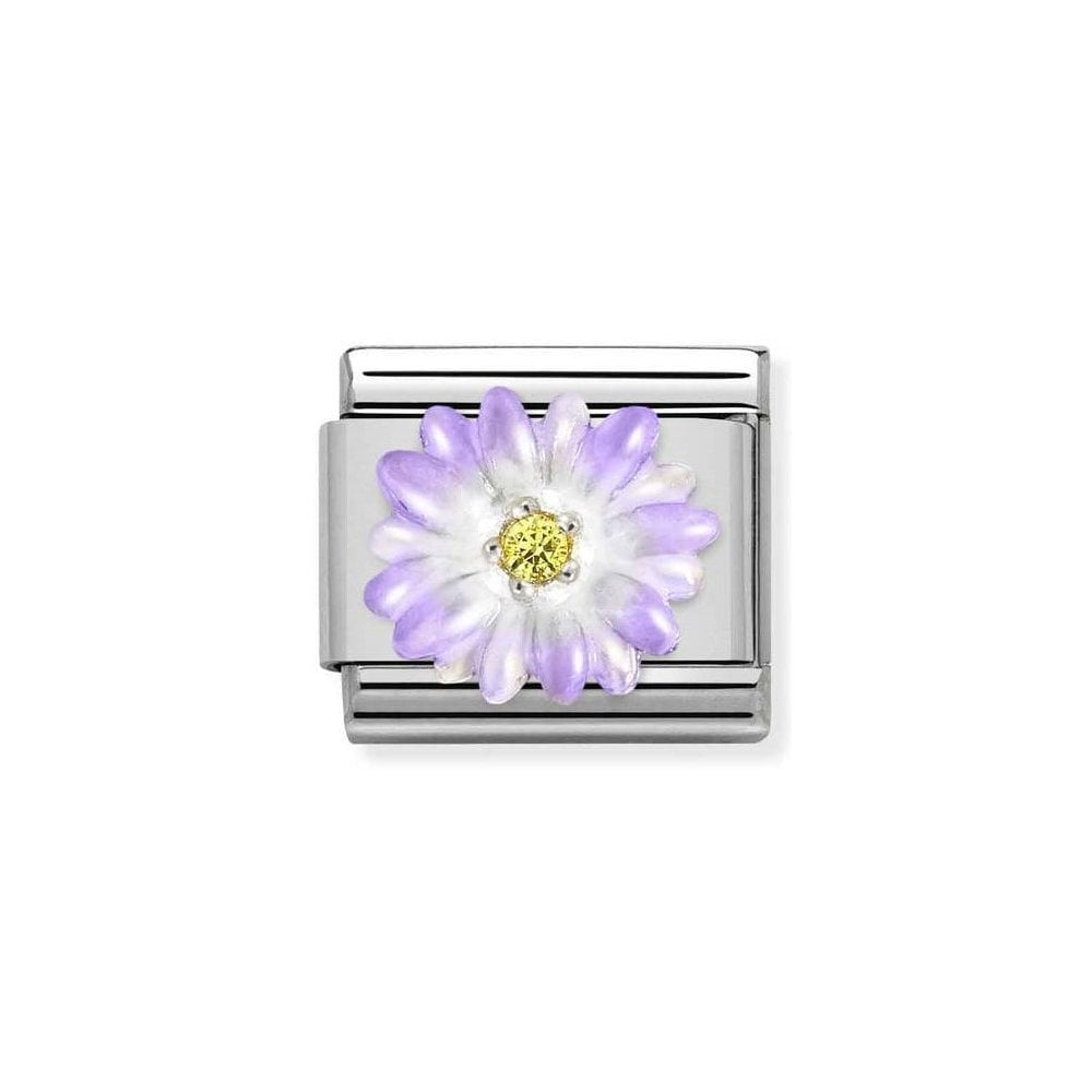 NOMINATION Purple Flower Yellow CZ Charm 330321-03