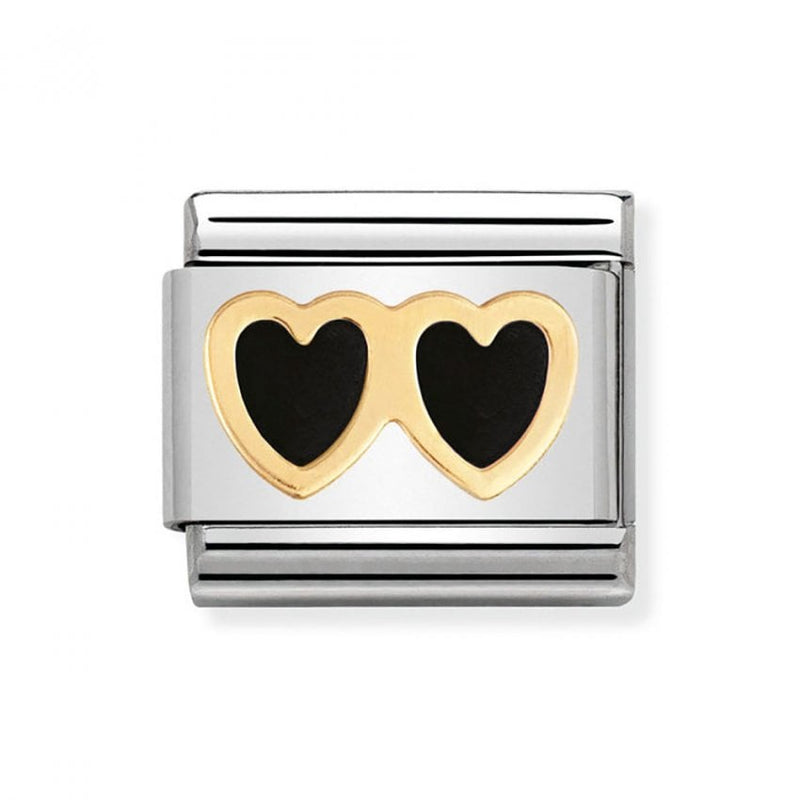 Nomination Double Black Heart Charm 030207-04