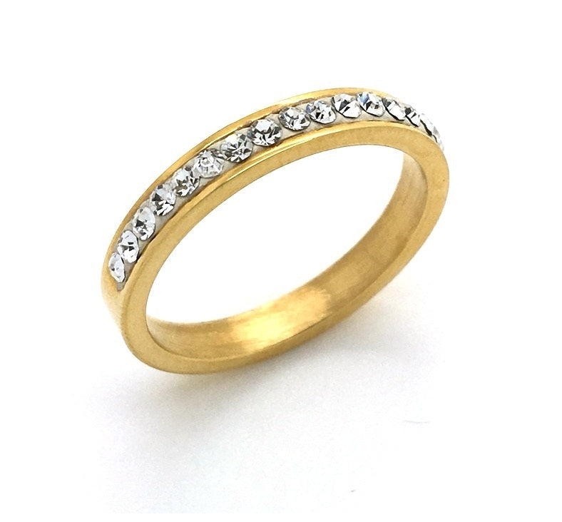 Yellow Gold Plated White Crystal Ring 21062