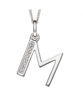 M' Silver Initial Pendant
