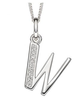 W' Silver Initial Pendant