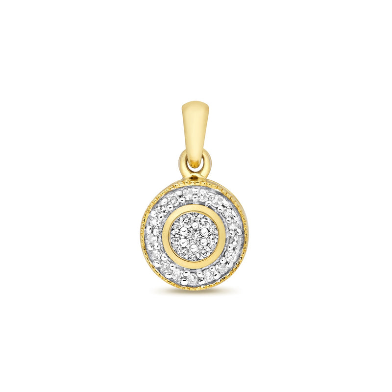 9ct Yellow Gold Diamond 0.10ct Cluster Round Pendant