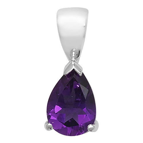 9ct White Gold Claw Set Amethyst Pendant