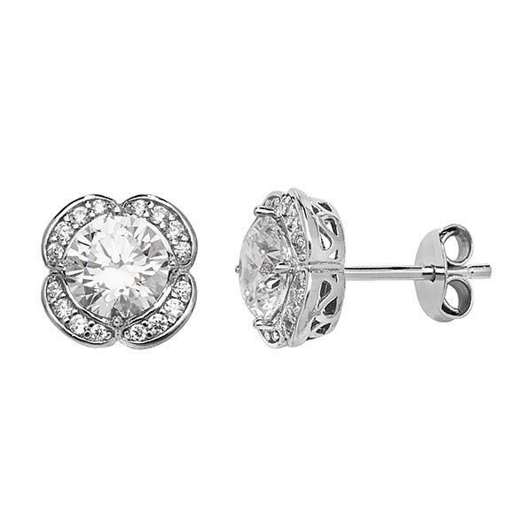 Sterling Silver CZ Stud Earrings Vintage