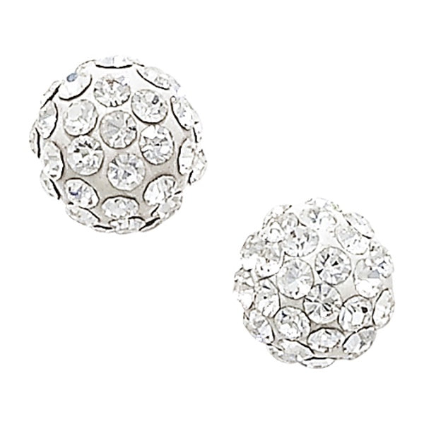 Sterling Silver Crystal Stud Earrings - Small Clear