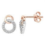 Two Tone Open Circles Cubic Zirconia Earrings