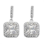 Square Cubic Zirconia Drop Earrings