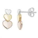Three Tone Heart Earrings