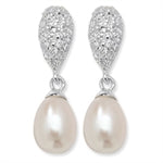 Cubic Zirconia Drop Pearl Earrings