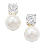 Silver pearl Cubic Zirconia Earrings