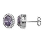 Clear & Purple Cubic Zirconia Earrings