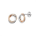 Rose & Silver Circle Earrings