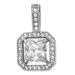 White Cubic Zirconia Square Pendant