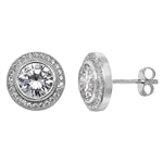 Round Cubic Zirconia Halo Earrings