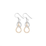 Cubic Zirconia Two Tone Drop Earrings