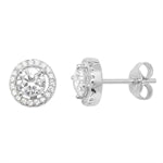 Rose Cubic Zirconia Halo stud Earrings