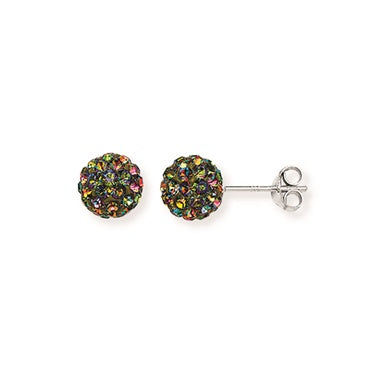 Sterling Silver Crystal Stud Earrings - Disco Coloured