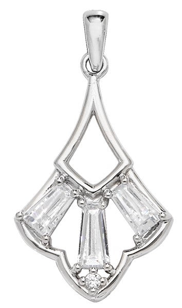 Sterling Silver CZ Vintage Style Pendant