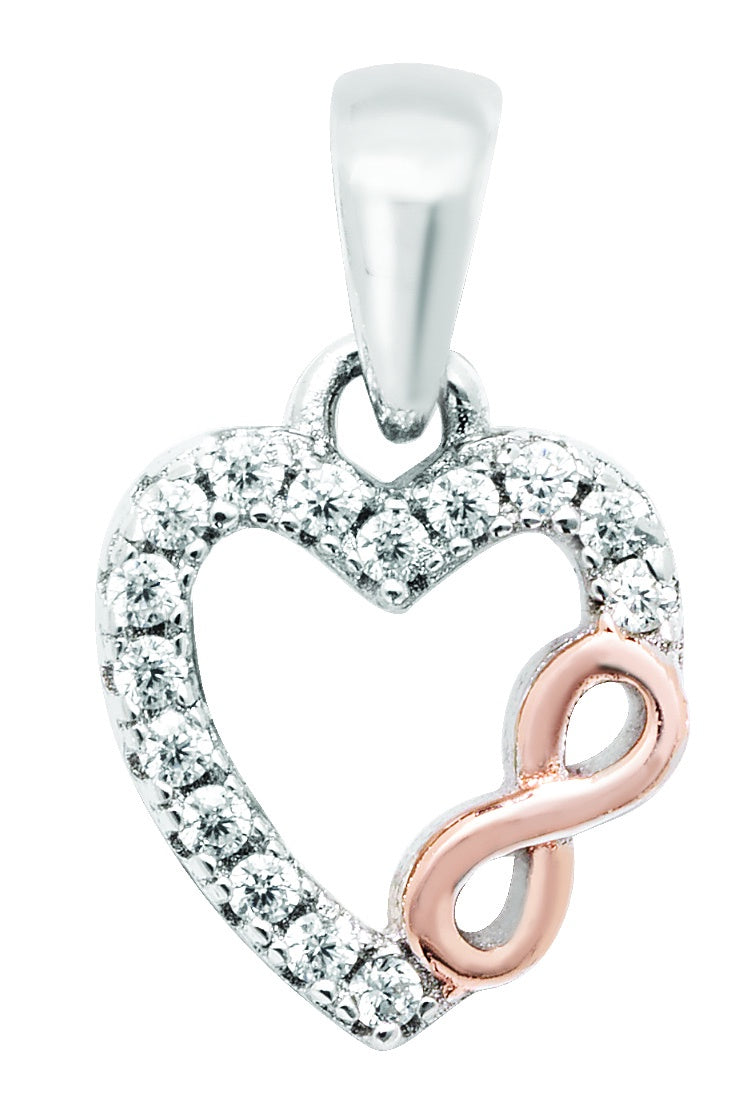Sterling Silver & Rose Affinity Heart Pendant