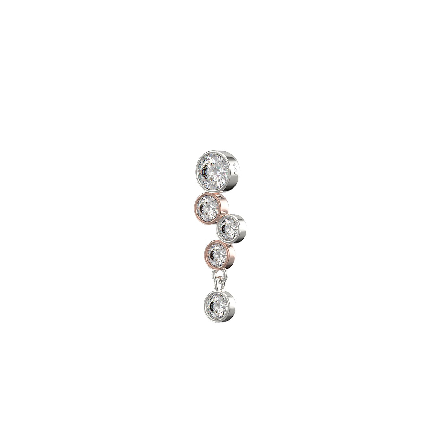 Sterling Silver Rose & Silver Bubble Pendant