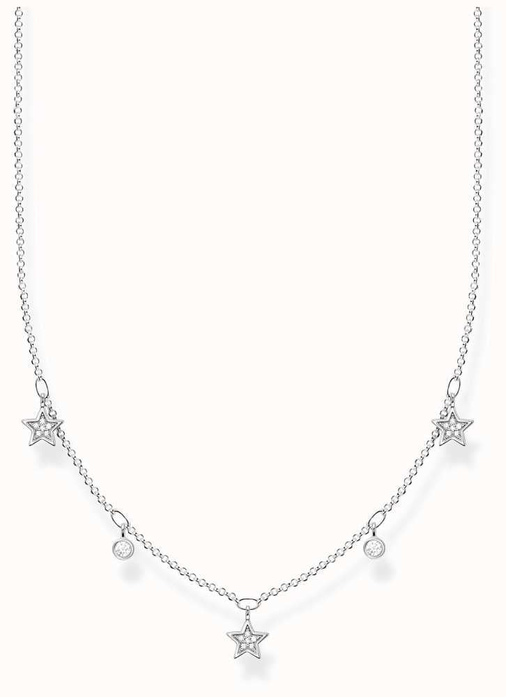 Thomas Sabo Sterling Silver White Stone Star Necklace KE2075-051-14-L45V