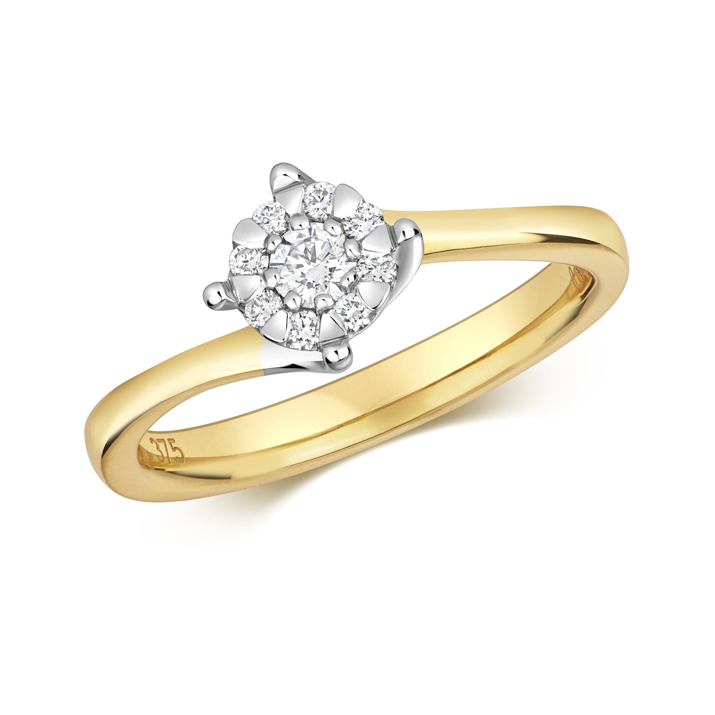 9ct Gold Illusion Set Diamond Ring 0.18ct