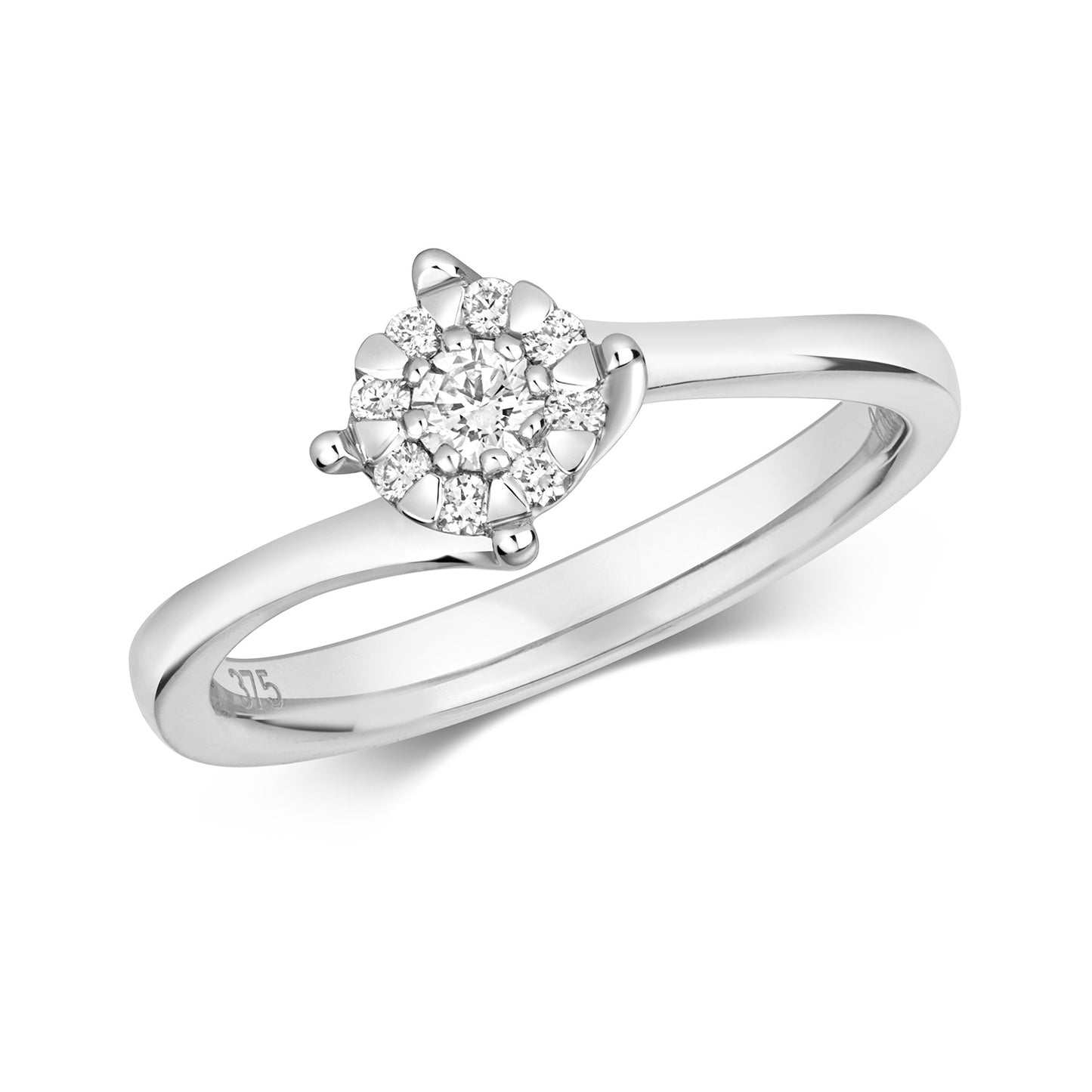 9ct White Gold Illusion Set Diamond Ring 0.18ct - RD106W