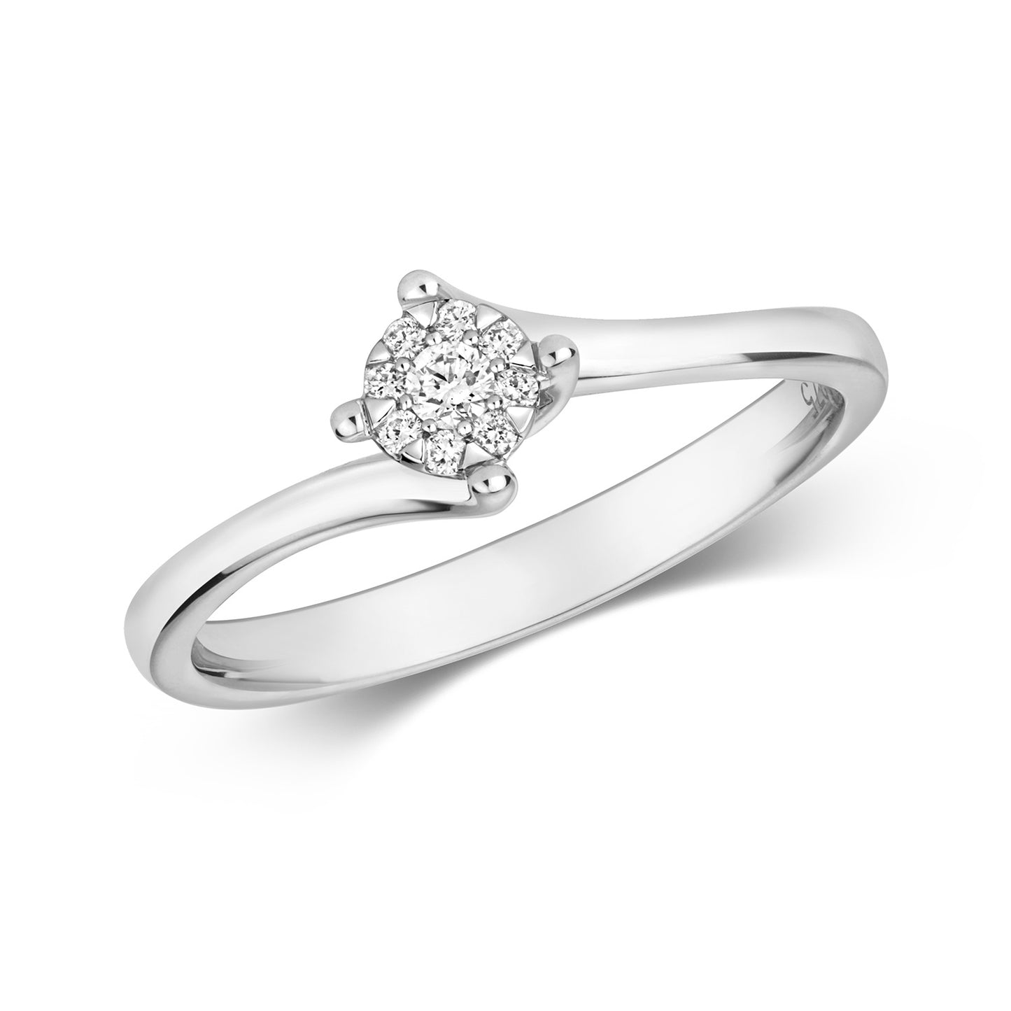 9ct White Gold Illusion Set Twist Diamond Ring