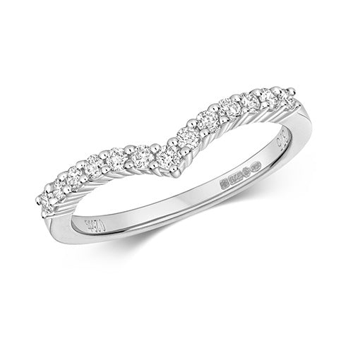 9ct White Gold Diamond Claw Set Wishbone Ring 0.25ct