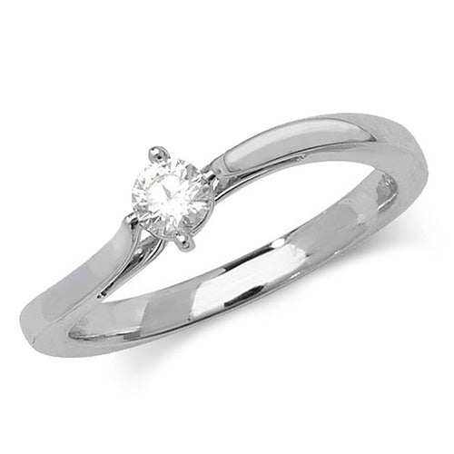 9ct White Gold Twist Solitaire Ring