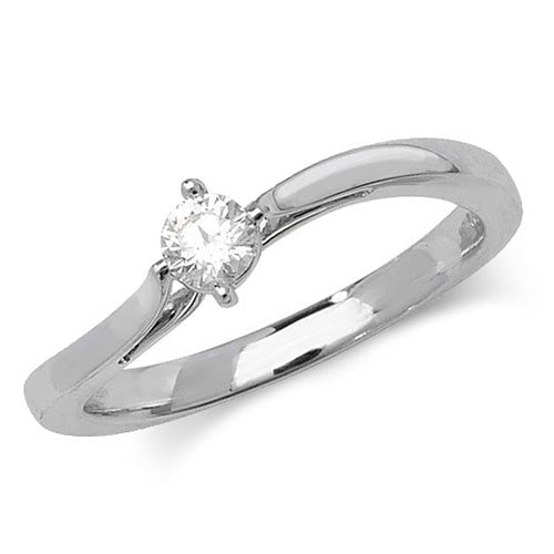 9ct White Gold Twist Solitaire Ring - RD170W