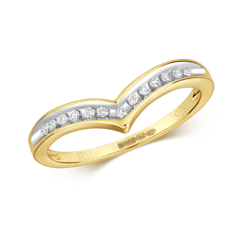 9ct Yellow Gold Channel Set Wishbone Diamond Ring