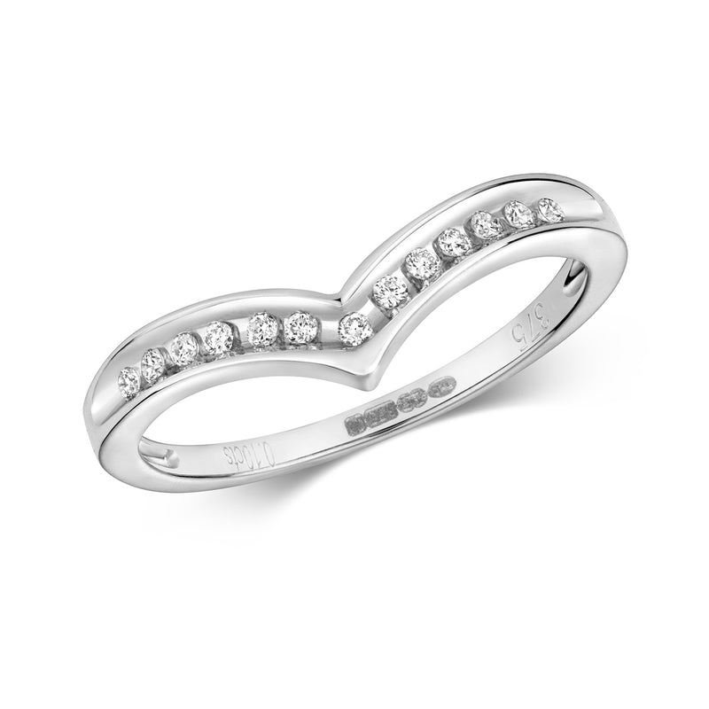 9ct White Gold Channel Set Wishbone Diamond Ring