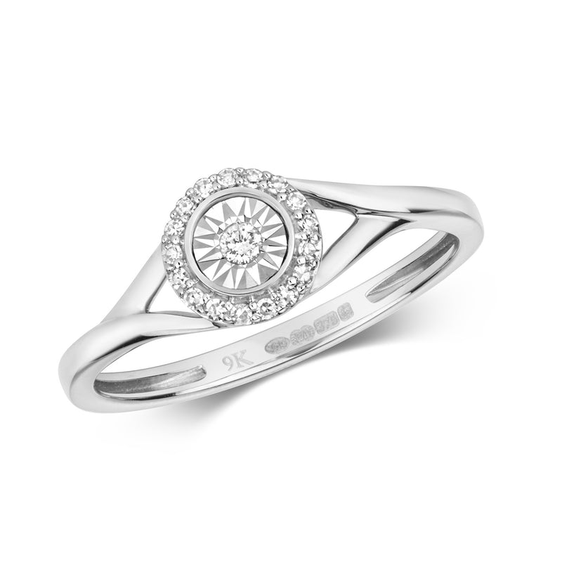 0.24ct Round Brilliant Cut Diamond Illusion Channel Set Engagement Ring in 9ct White Gold main image 0