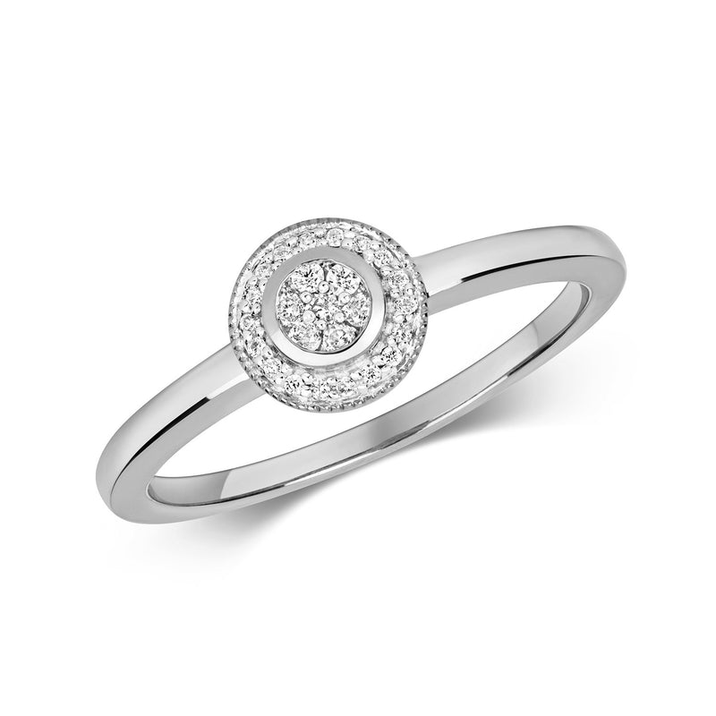 9ct White Gold Diamond Halo Ring - RD527W