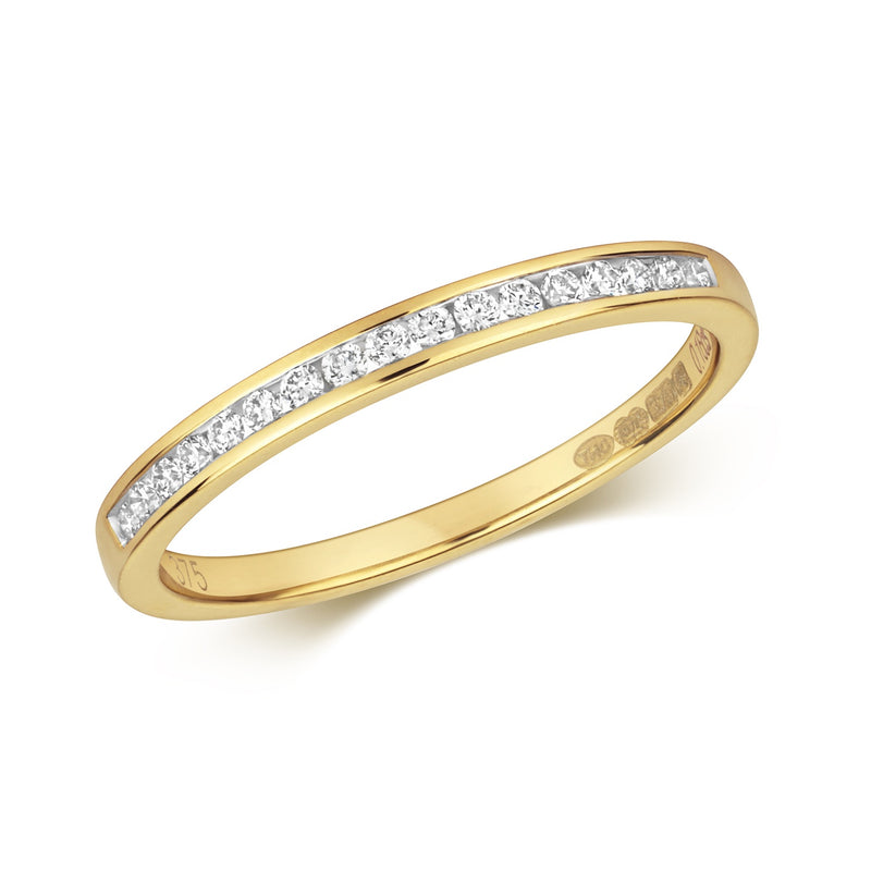 9ct Gold Half Eternity Ring - Channel Set 0.15ct