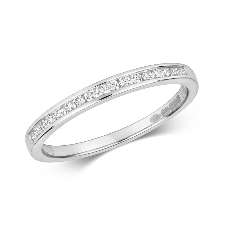 9ct White Gold Half Eternity Ring - Channel Set 0.15ct