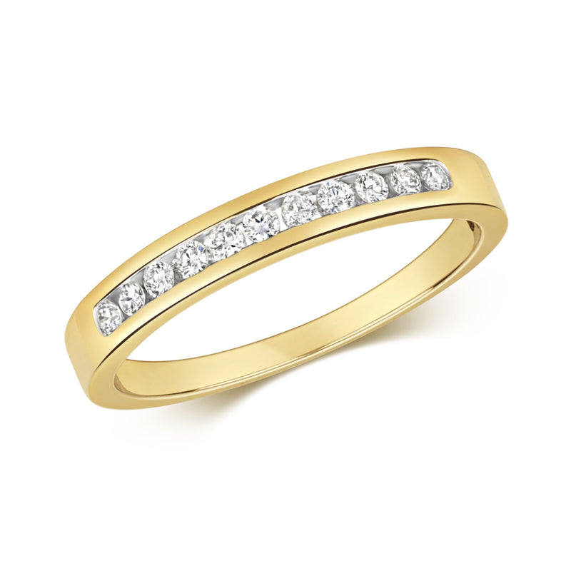 9ct Gold Channel Set Half Eternity Ring 0.17ct