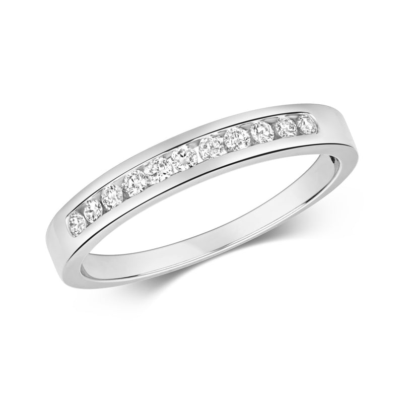 9ct White Gold Channel Set Half Eternity Ring 0.17ct