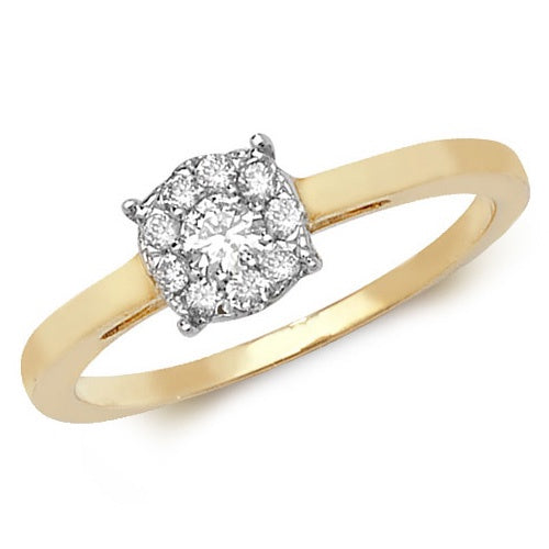 9ct Gold Diamond Cluster Ring 0.25ct - RD580