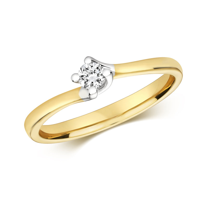 9ct Gold Twist Diamond Solitaire Ring 0.10ct - RD600