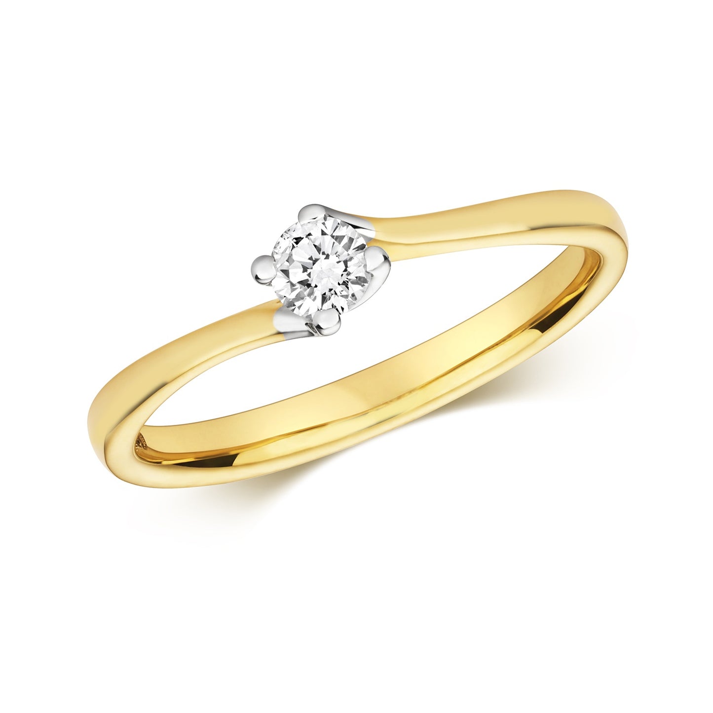 9ct Gold Diamond Twist Solitaire Ring - 0.15ct