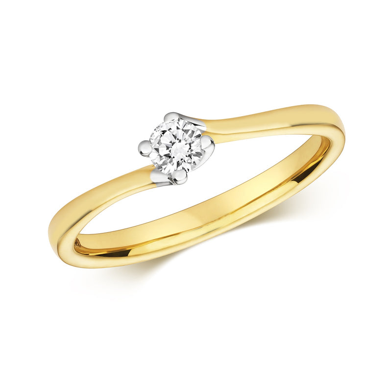 9ct Gold Diamond Twist Solitaire Ring 0.15ct - RD601