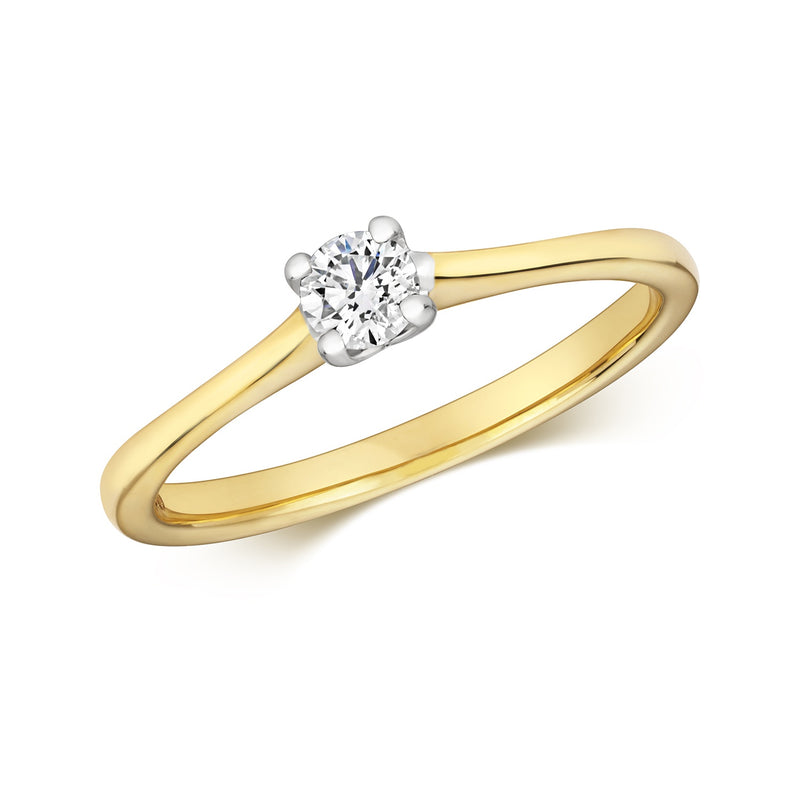 9ct Gold Four Claw Solitaire 0.15ct - RD609